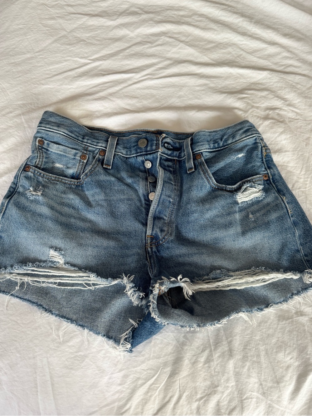 Levi's Distressed Blue Denim Jean Shorts